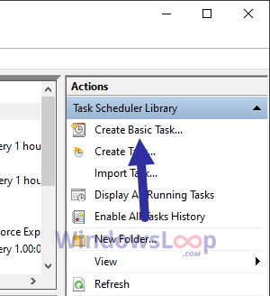 click create basic task in task scheduler