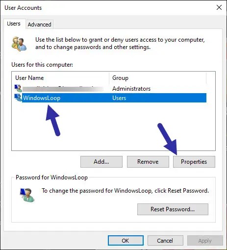open user properties in netplwiz