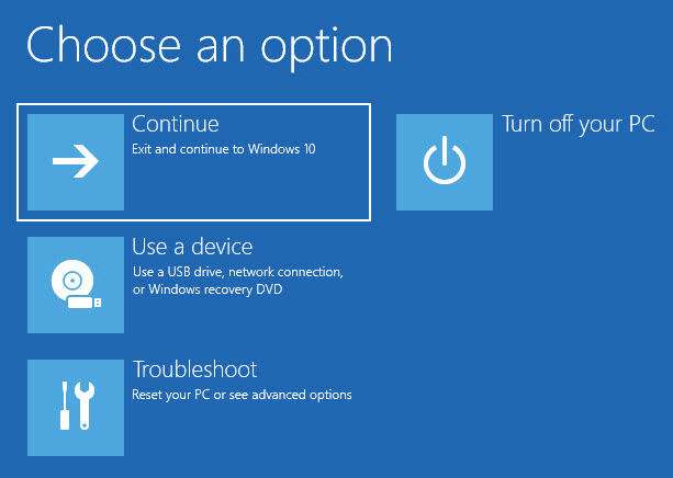 select troubleshoot