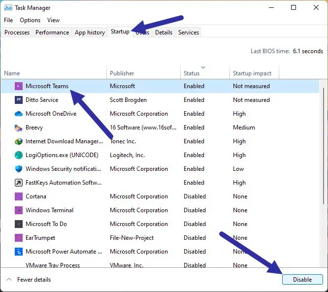 disable Microsoft Teams from starting automatically in Windows 11