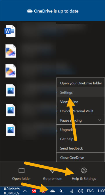 open OneDrive settings