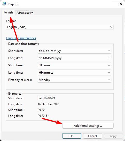 open additional format settings