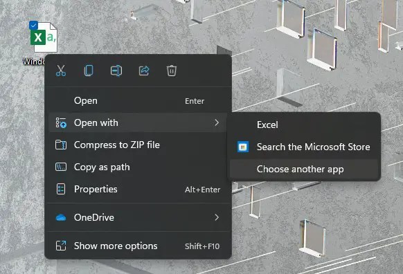 select choose another app to open csv file in notepad