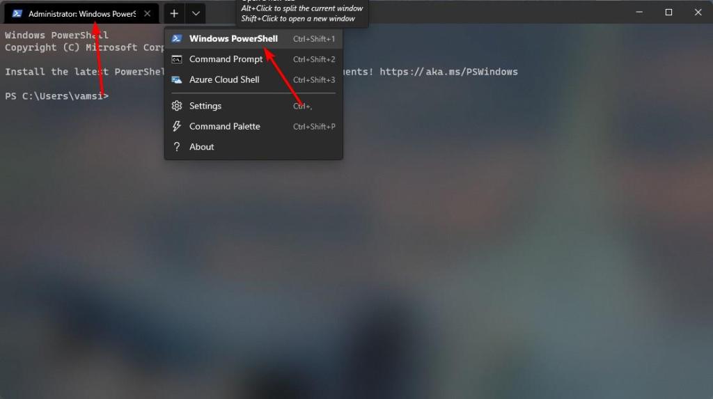 open PowerShell in Windows terminal