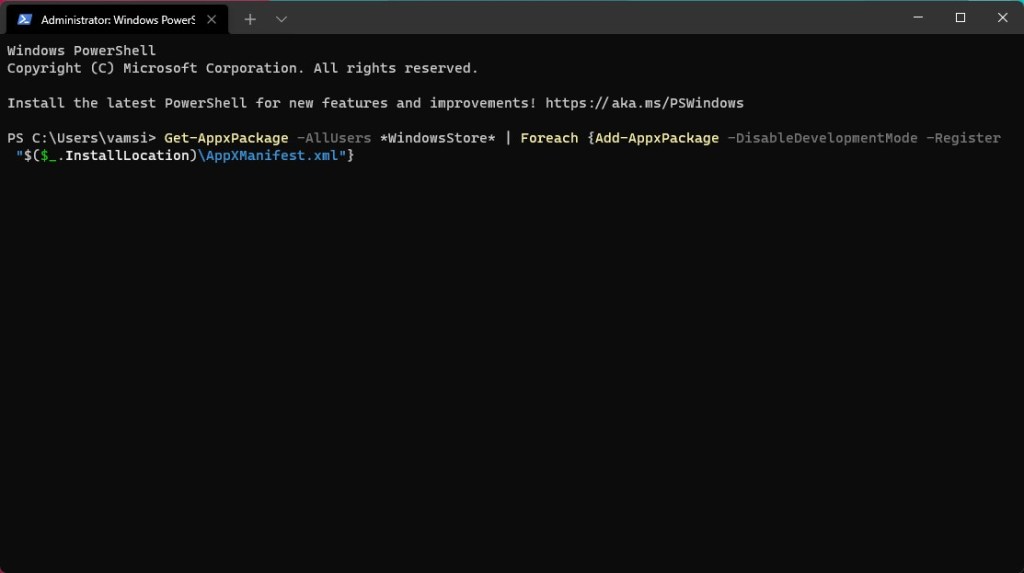 How to Re-register or Reinstall Microsoft Store in Windows 11