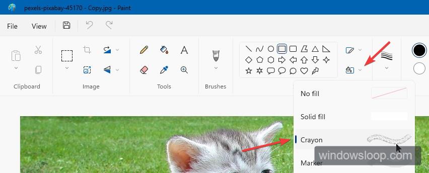 select crayon brush type