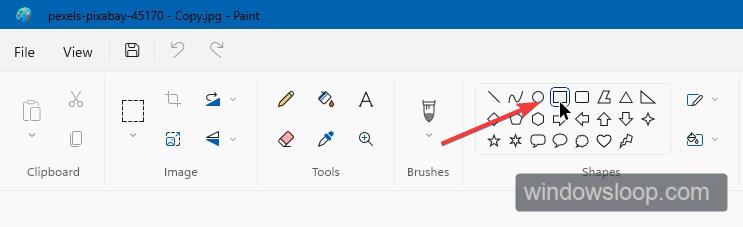 select rectangle tool