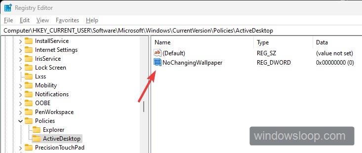 create no changing wallpaper registry value under user