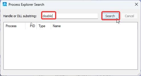 type the file name to filter process and find which process or program is using the file in process explorer