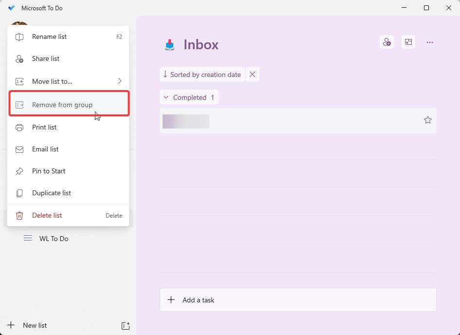 right-click on the list in a group and select remove from group to remove a list from group