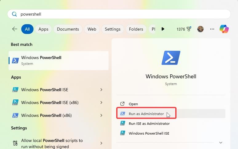 Öffnen Sie PowerShell als Administrator