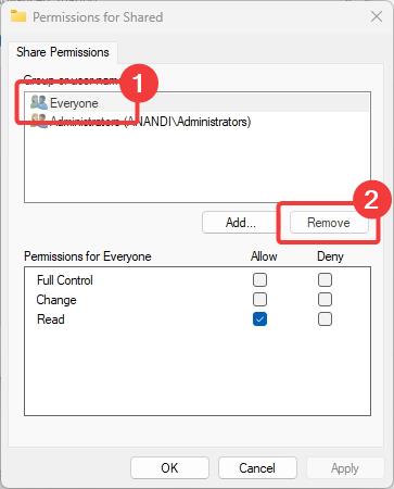 select the user you want to remove and click remove