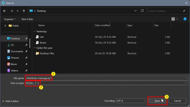 save PowerShell script