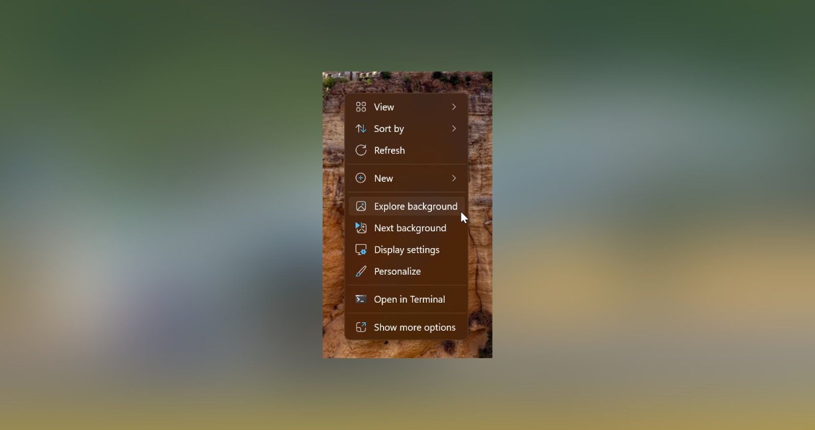 explore background context menu option featured