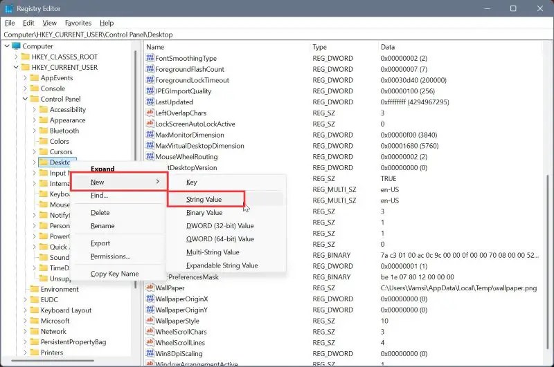 create new string value
