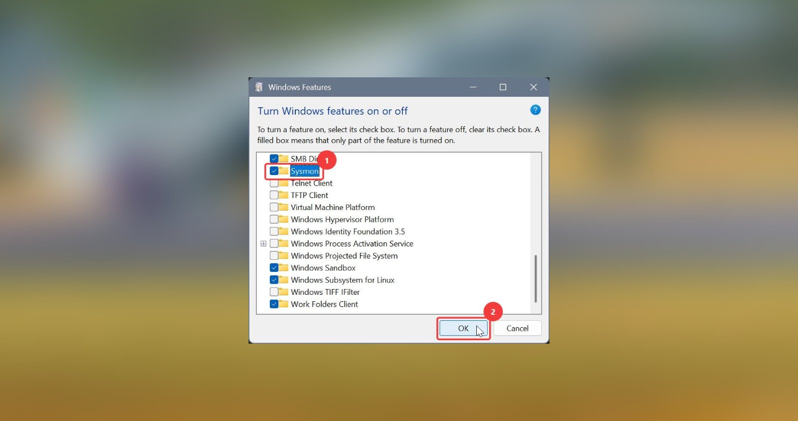 enable sysmon featured