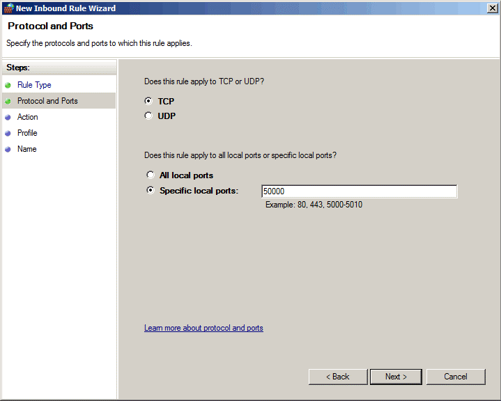 задаем номер порта задаем номер порта