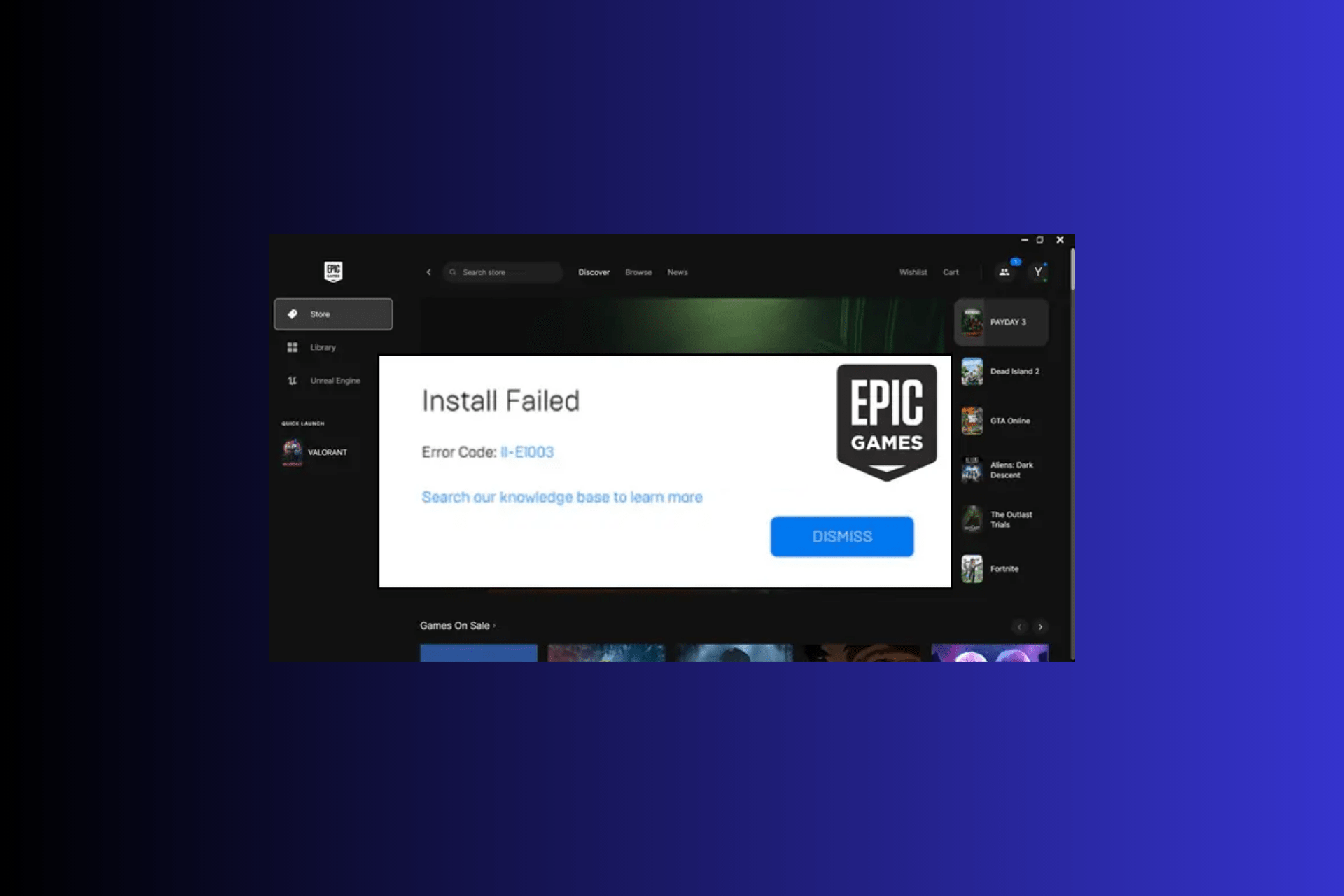 Install Failed Error Code II E1003 Epic Games Fix Error Code II E10003 
