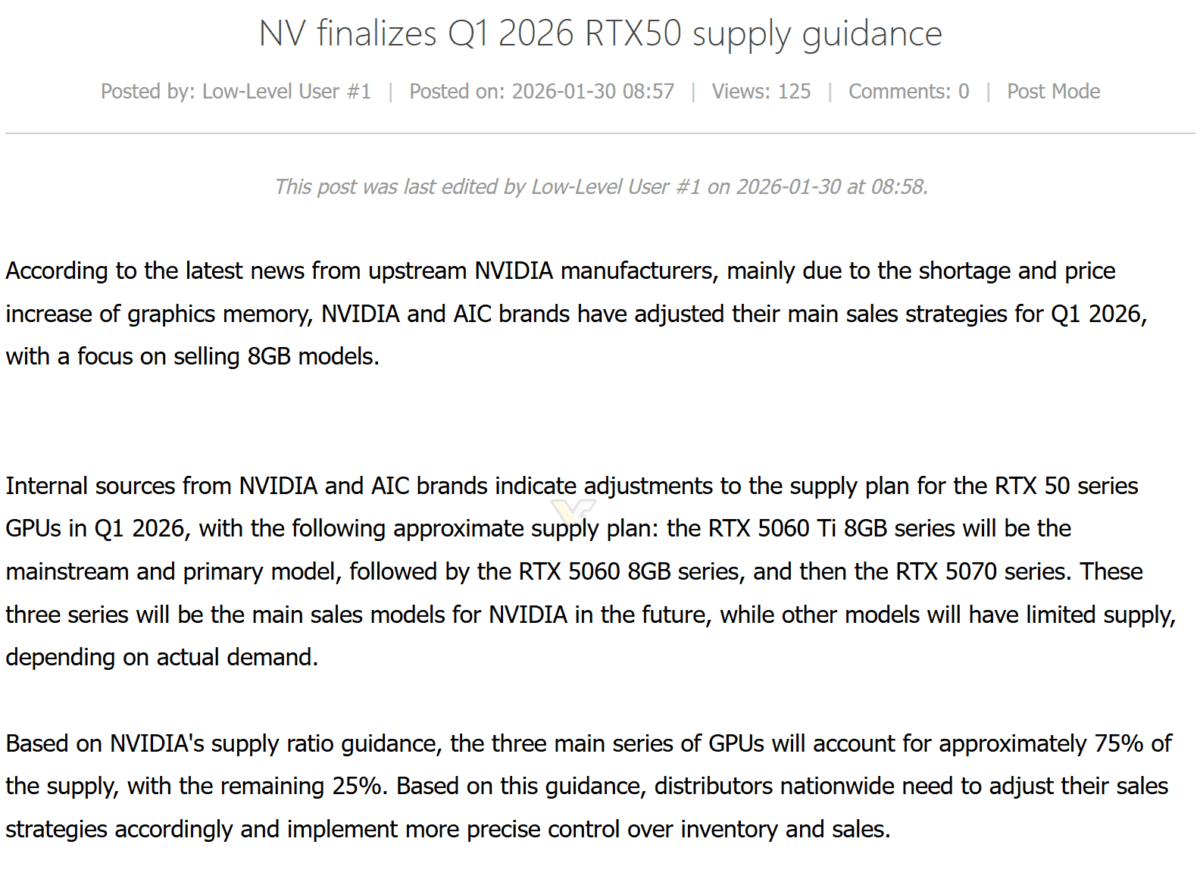 NVIDIA S Q1 2026 RTX 50 Series Supply Reportedly Focuses On Just Three RTX50 RUMOR 