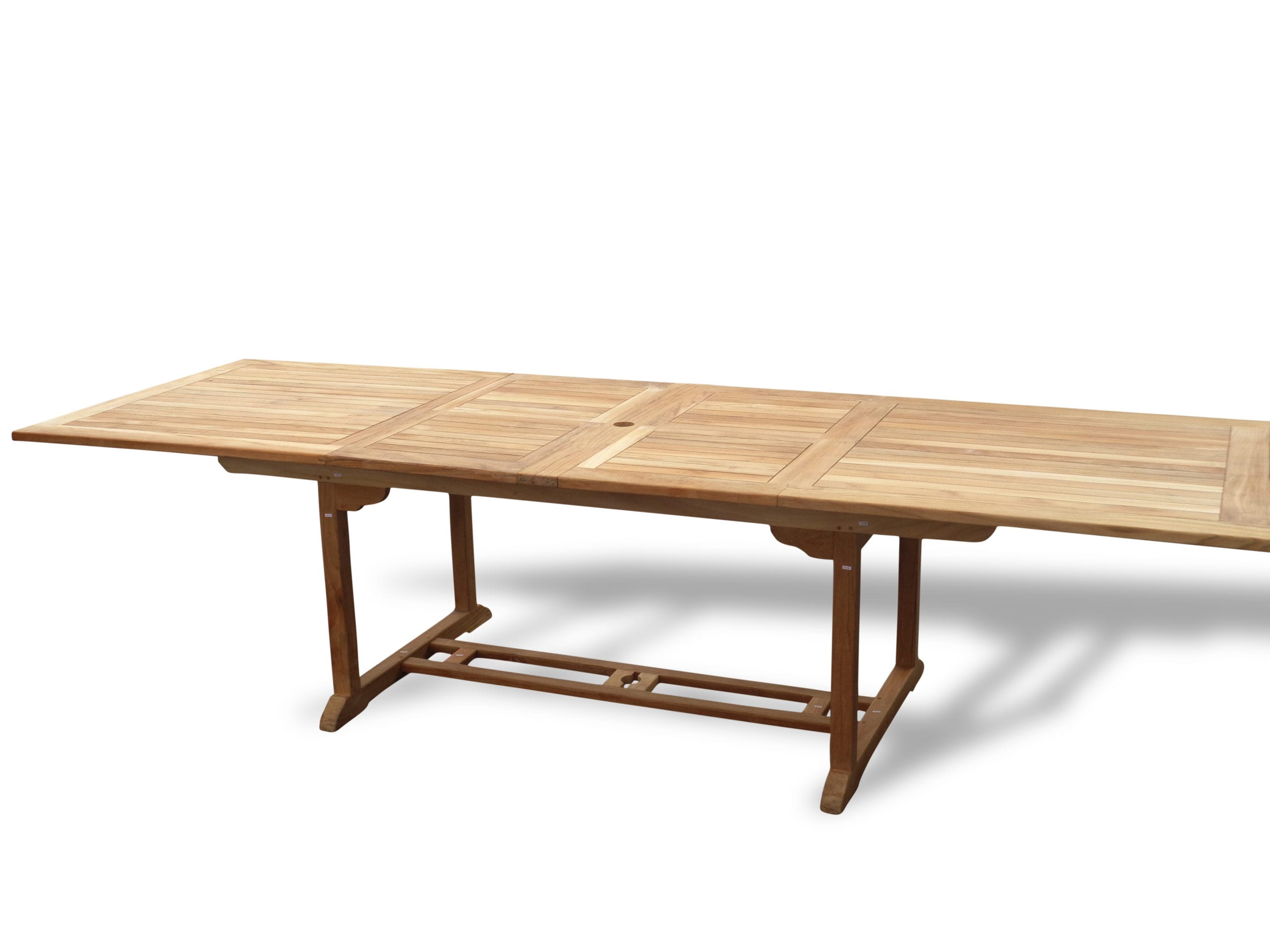 Rectangular 108x39 Teak Extension Table +10 Folding Chairs Seats 12