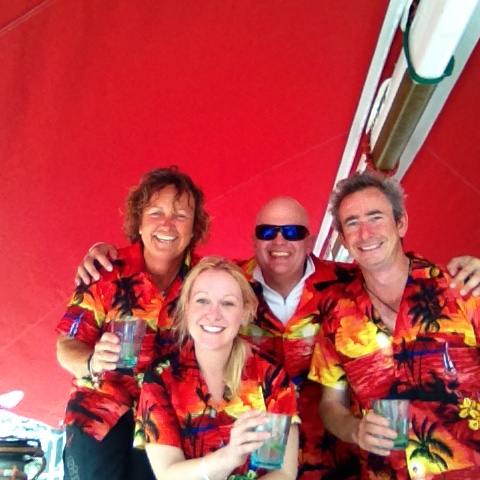 The liveaboards celebrate with gin and tonic