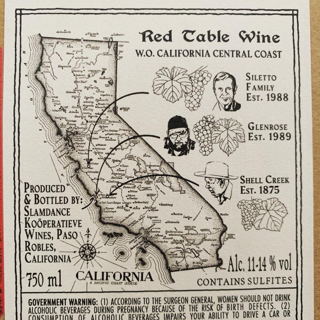 Back label on the bottle showing the Vineyards where the grapes were grown. Back label on the bottle showing the Vineyards where the grapes were grown.