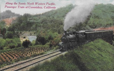 Passenger Train at Cummiskey, On the North Western Pacific R. R., 1906-07