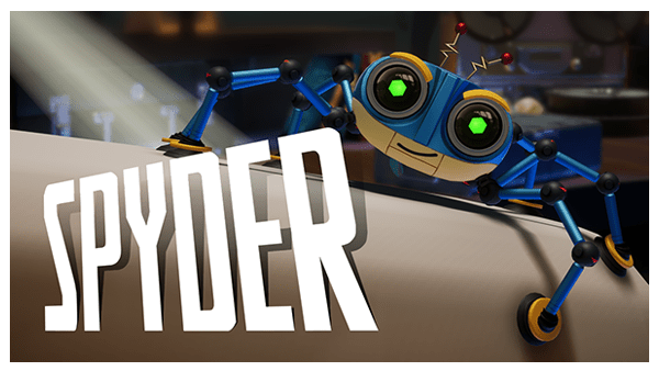 The official logo of the Spyder video game for Apple Arcade, as included in the article written by video game composer Winifred Phillips.