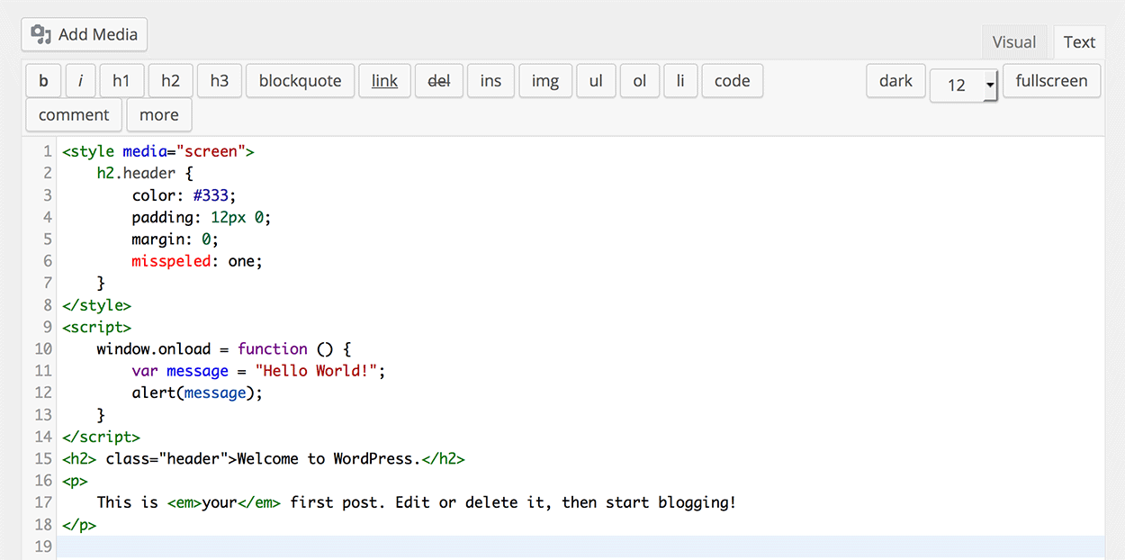Editing html in the classic editor. How To Show Html Syntax Highlighting Within Wordpress Text Editor