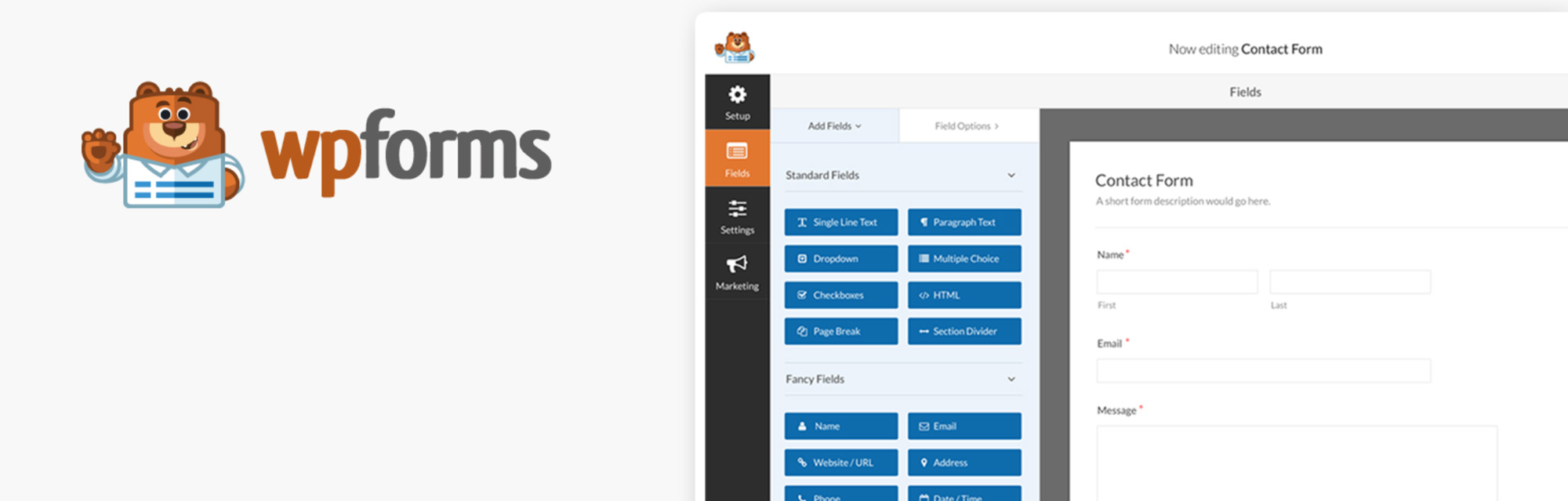 Configure the option settings · step 3: How to Create a Basic Contact Form for WordPress with WPForms (2021)
