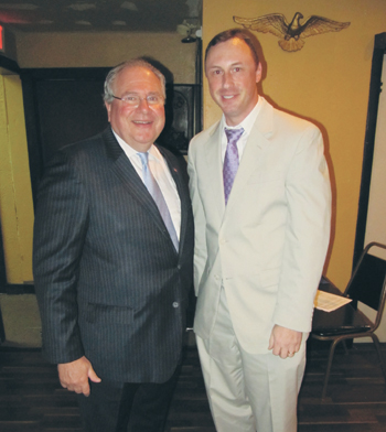 Speaker Robert A. DeLeo personally congratulated Chamber of Commerce Executive Director Eric Gaynor on his 11 years of outstanding work in his position. Gaynor will be leaving the position in September to study Accounting.