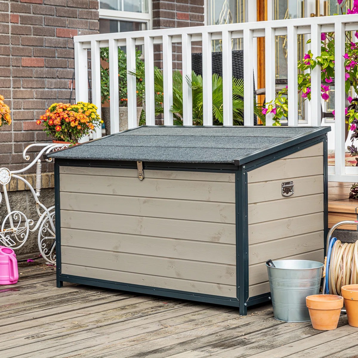 food storage bin on a porch, garden storage bin