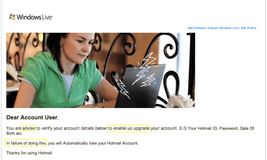 hotmail phishing