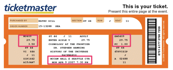 ticketmaster ticket stub 2007