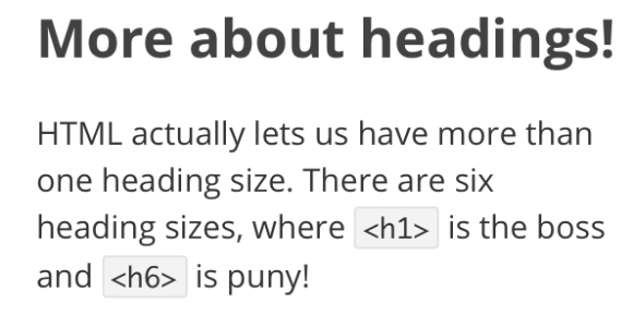 CodeAcademy on headings
