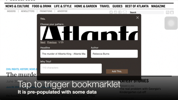 Bookmarklet triggered on iPad