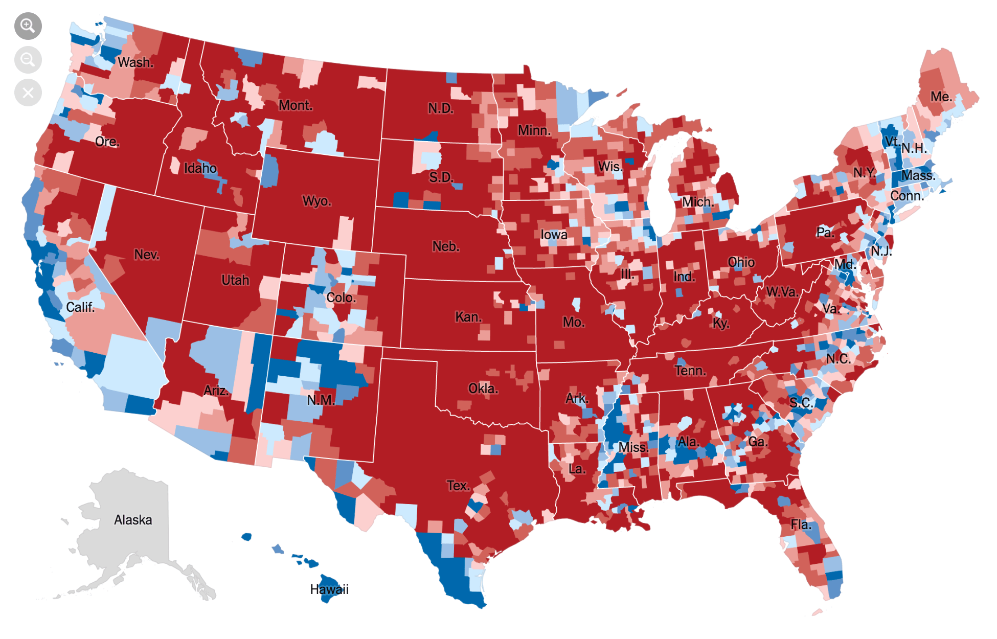 2016 Election by county