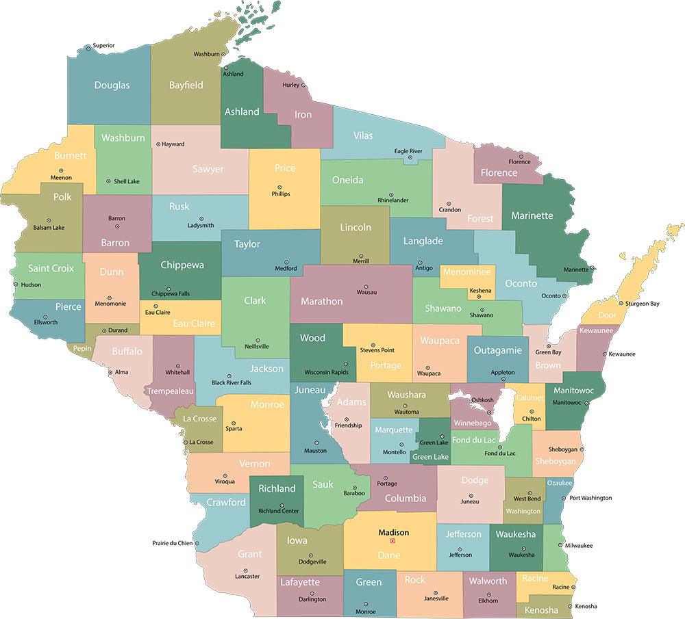 Printable Map Of Wisconsin Counties 