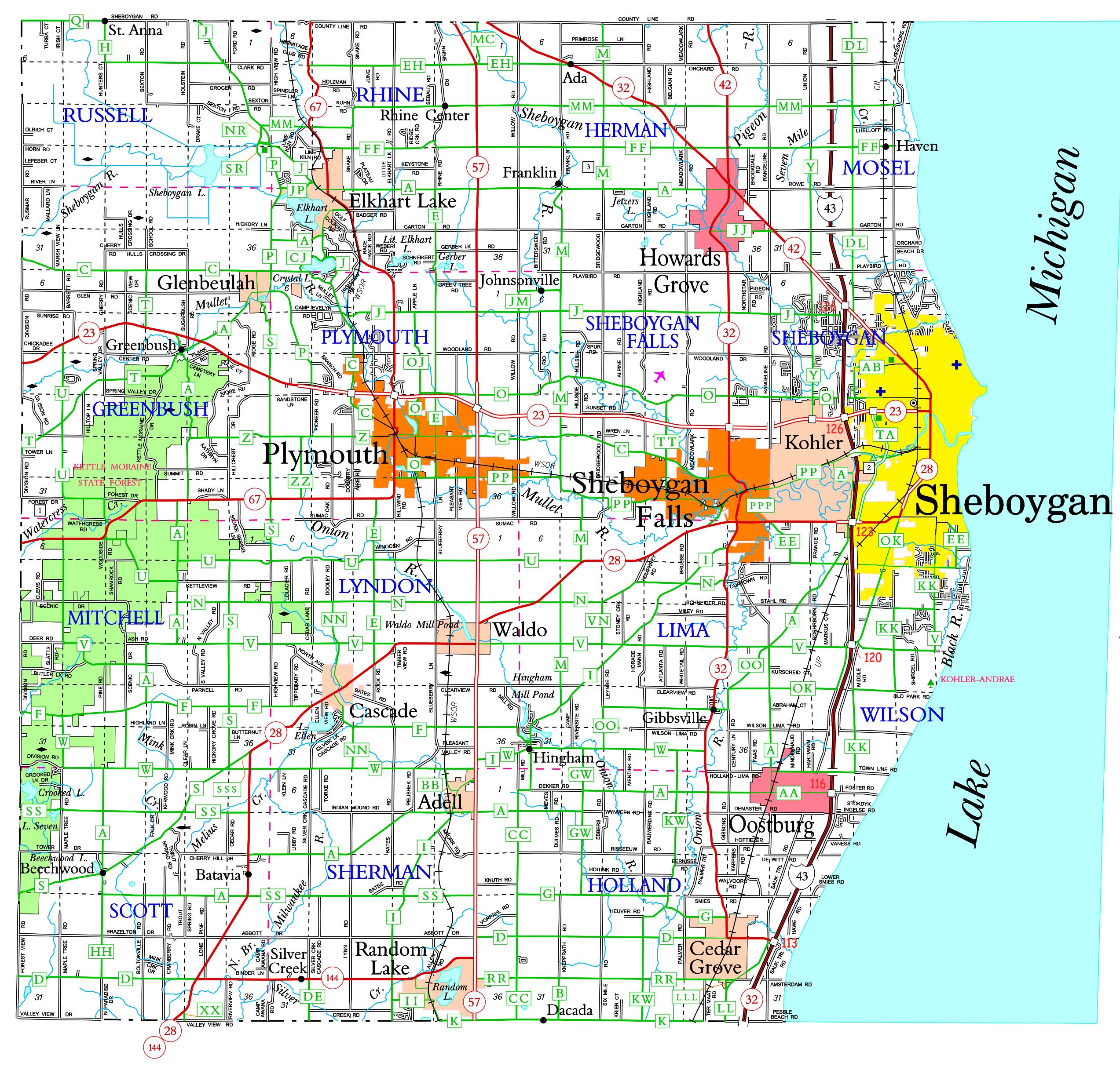 Wisconsin Sheboygan County Countymap.