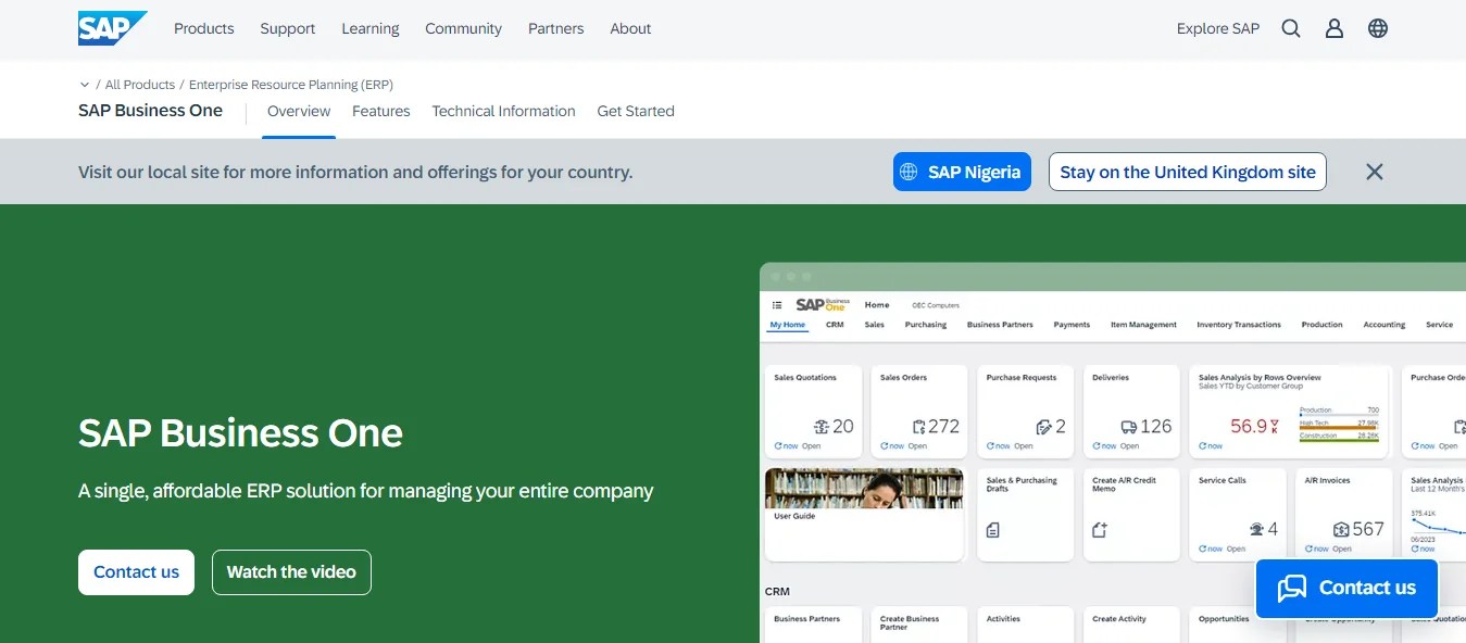SAP Business One interface