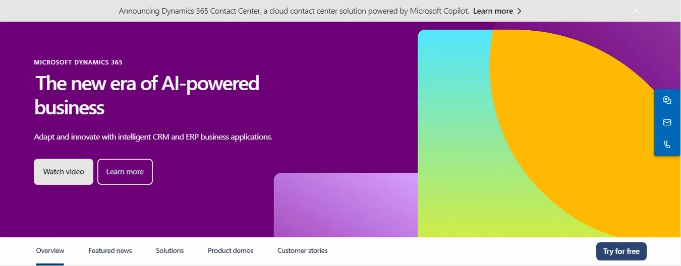 Microsoft Dynamics 365 interface