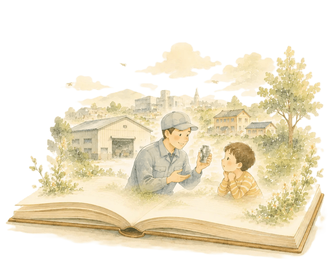 企業の想いを物語として残す絵本のイメージ