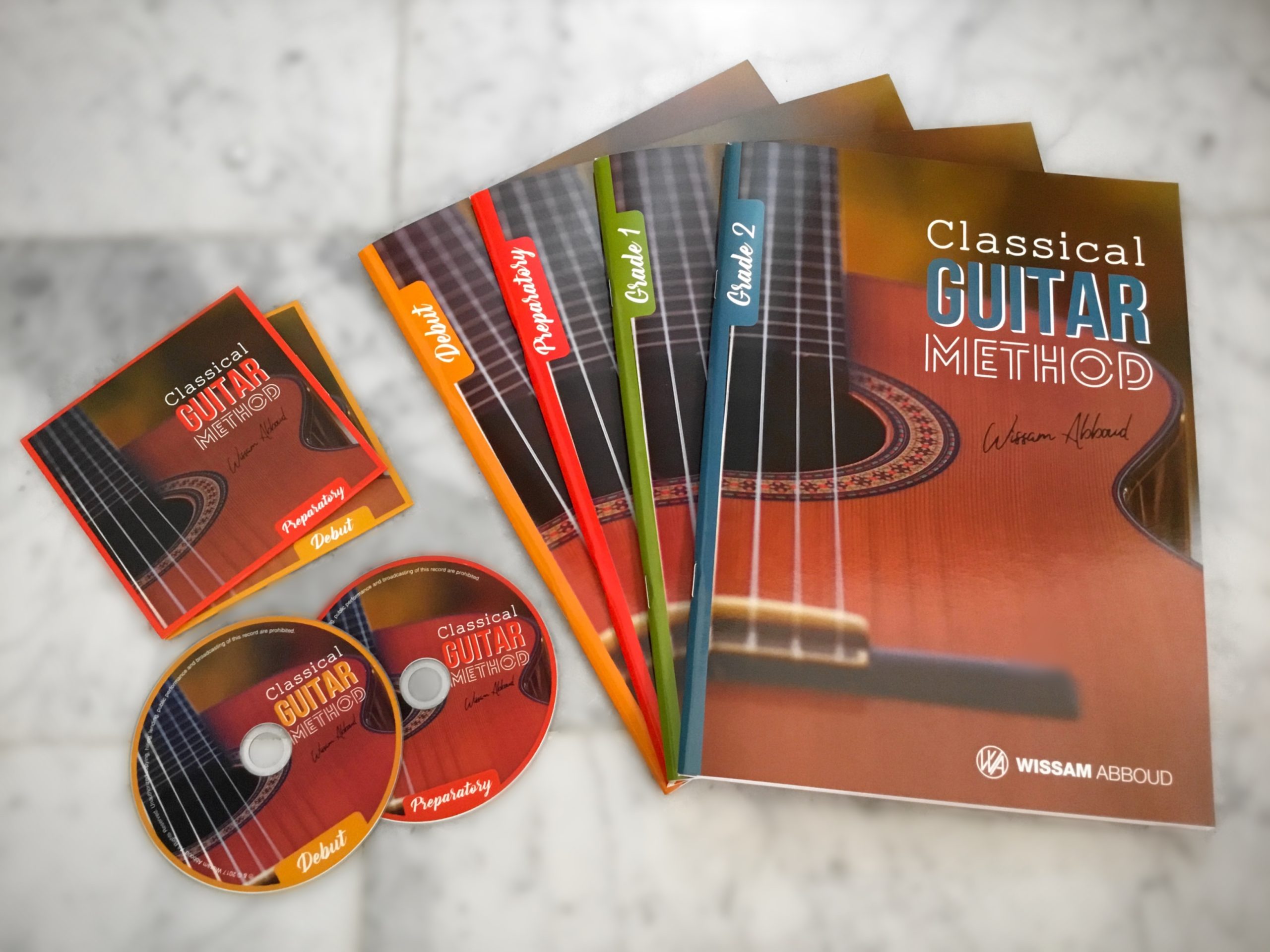 Classical Guitar Method books with their companion CDs