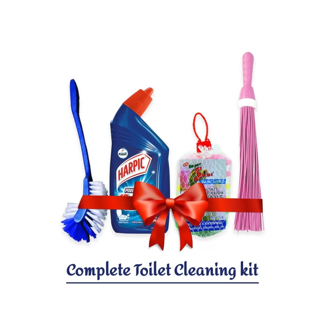 Complete Toilet Cleaning kit (Sanifresh cube 200gm + Harpic 500ml + 1 Hard broom + 1 Toilet Brush) Pack of 1 1 Complete Toilet Cleaning kit (Sanifresh cube 200gm + Harpic 500ml + 1 Hard broom + 1 Toilet Brush) Pack of 1