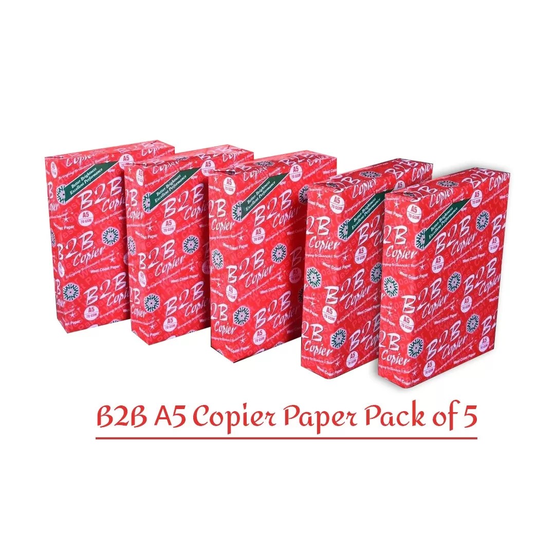 B2B A5 Size 70 GSM 500 Sheet 1 Ream - (Pack of 5) 5 B2B A5 Size 70 GSM