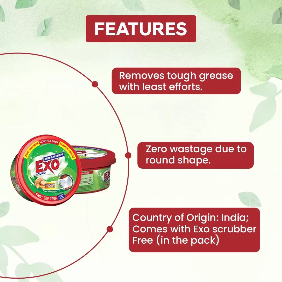 Exo Dish Wash Round Bar 500gm Cake - Pack of 3 4 Exo Dish Wash Round Bar 500gm Cake - Pack of 3 - Image 4