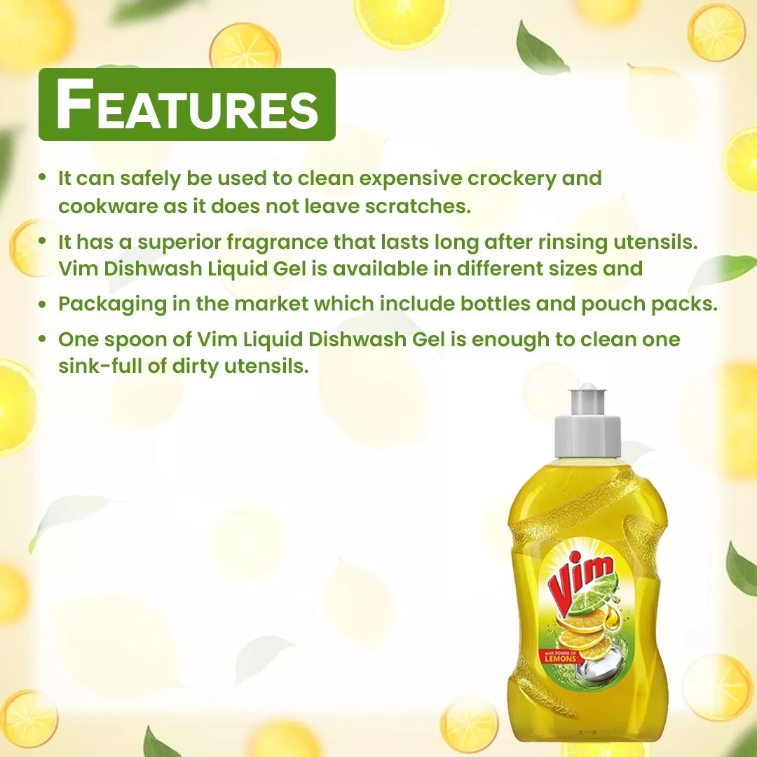 Vim Dish wash Gel Liquid 250ml - Pack of 2 4 Vim Dish wash Gel Liquid 250ml - Pack of 2 - Image 4