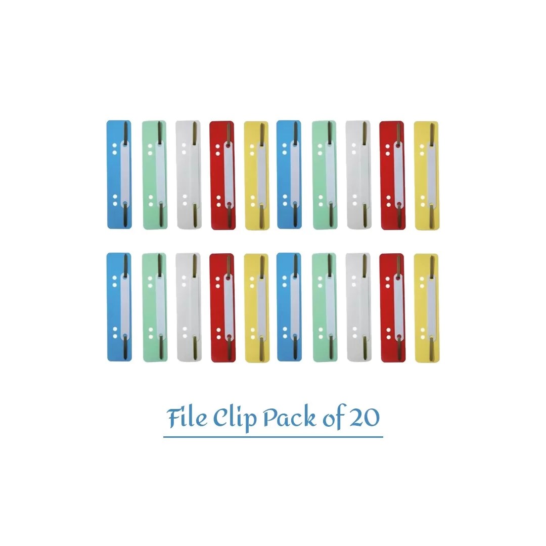 Plastic File Clip Paper Holder (20 Pcs/Mix Colour) – Pack of 20