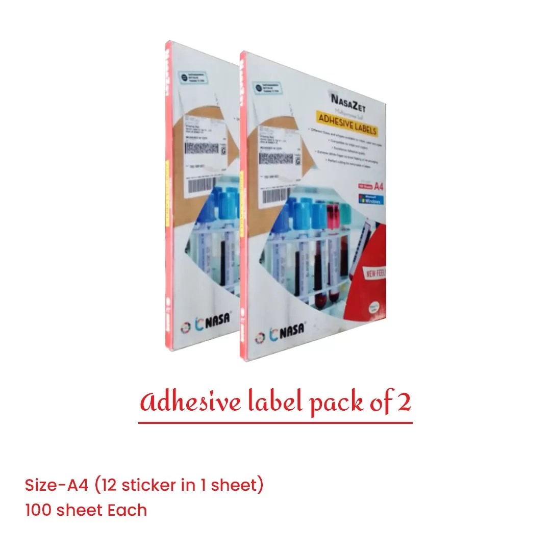NasaZet Multipurpose A4 Size Adhesive Label (12 Sticker in 1 Sheet) 100 Sheet Each Pkt - Pack of 2 6 nasaZet multipurpose a4 size (12 sticker in 1 sheet) adhesive label 100 sheet each - pack of 2