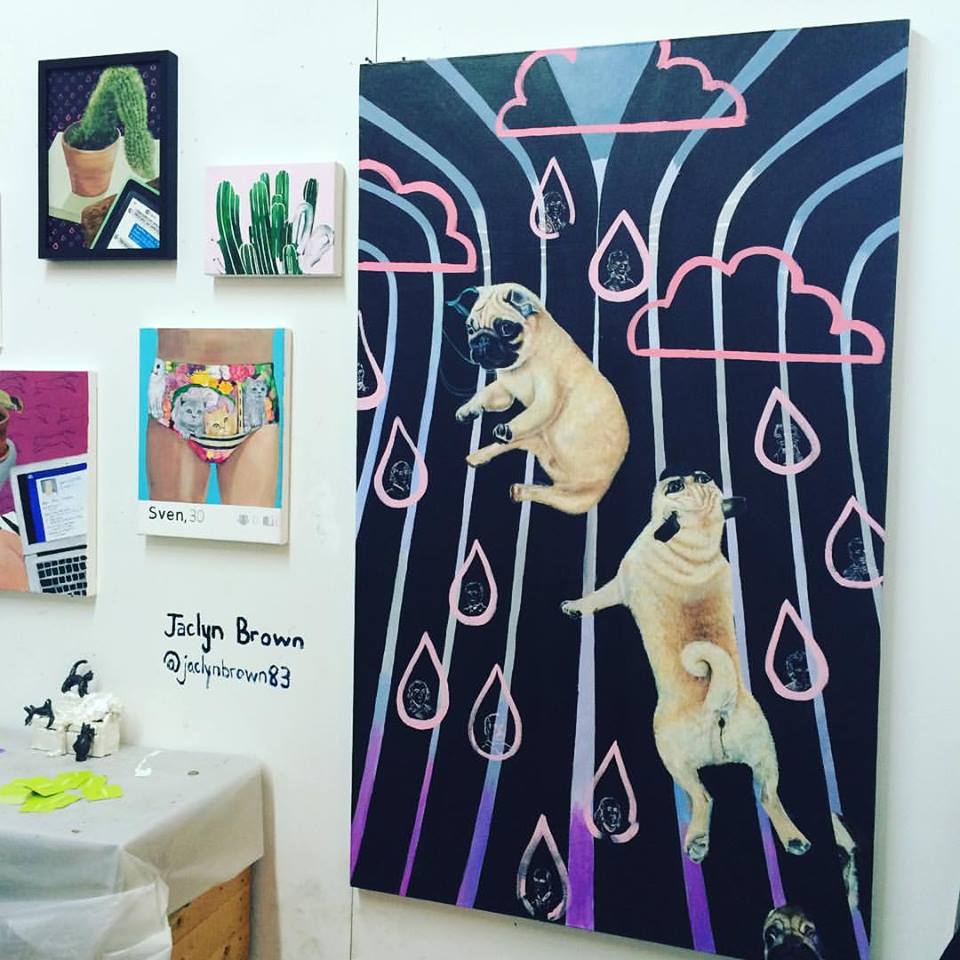 Artist Jaclyn Brown at 1717 Troutman during Bushwick Open Studios 2016.